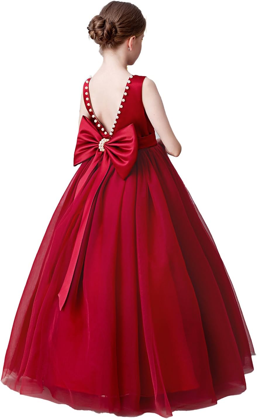 Flower Girl Dress Kids Satin Tulle for Weddings and Parties