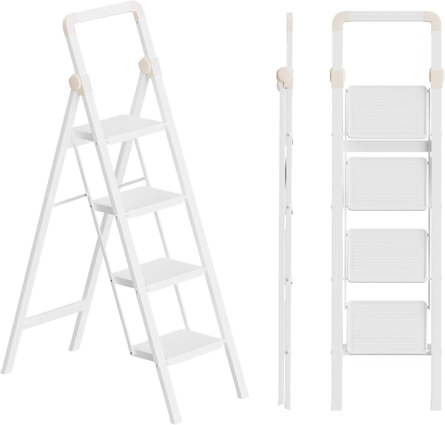Step Ladder 4 Step Folding Stool with Anti-Slip Pedal Design