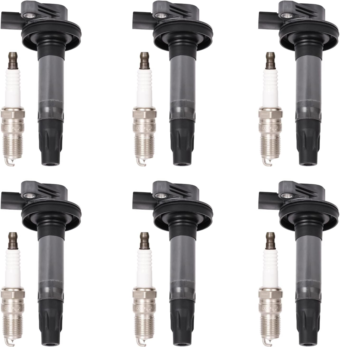 Set of 6 Ignition Coil Pack and Spark Plugs for Ford Vehicles