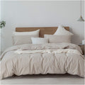 Washed Cotton Duvet Cover for Weighted Blanket 60x80 in - Khaki White