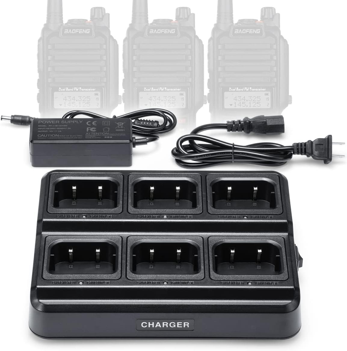 BAOFENG Six Way Charger for UV-9G, GT-3WP, UV-9R Plus Radios