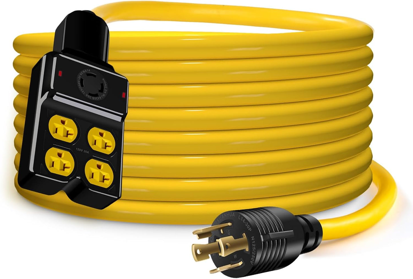 NEMA L14-30P Generator Adapter Cord for 4X 5-20R/5-15R Use