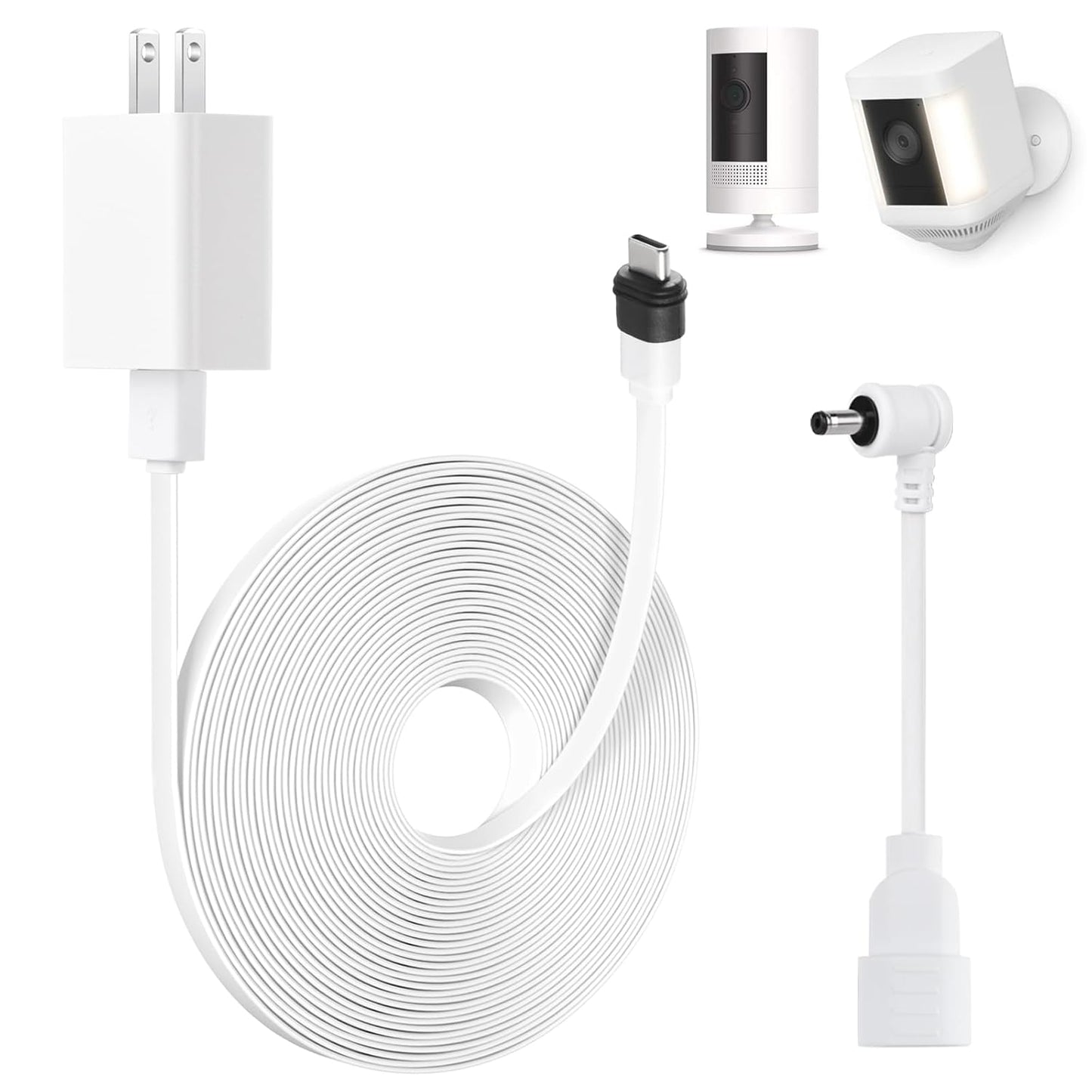 Waterproof 25Ft Power Adapter for Ring Cams - Annkoifu