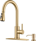 Gold Kitchen Faucet with Pull Down Sprayer - High Arc Bar Faucet