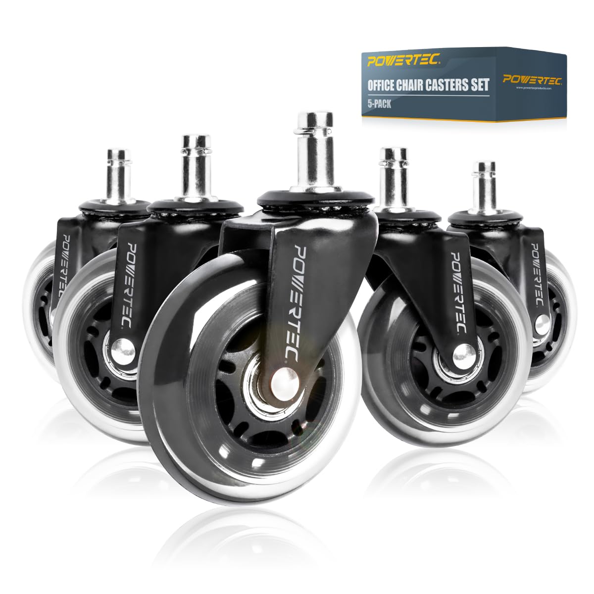Smooth Glide for Office Chairs - POWERTEC 3 Caster Set