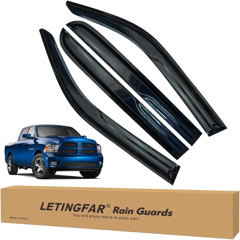 Window Visors Rain Guards for Dodge Ram 1500 Crew Cab 2019-2025