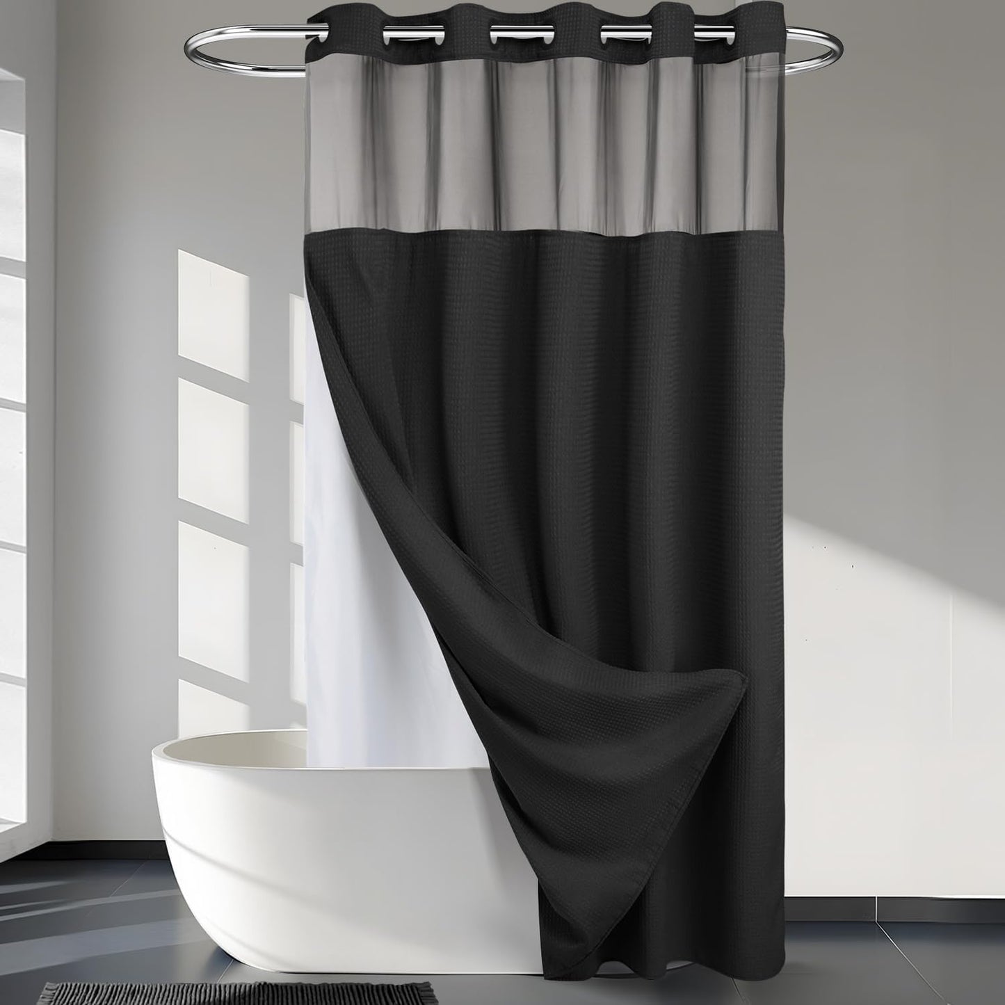 River Dream Heavyweight Dotted Waffle Weave Shower Curtain