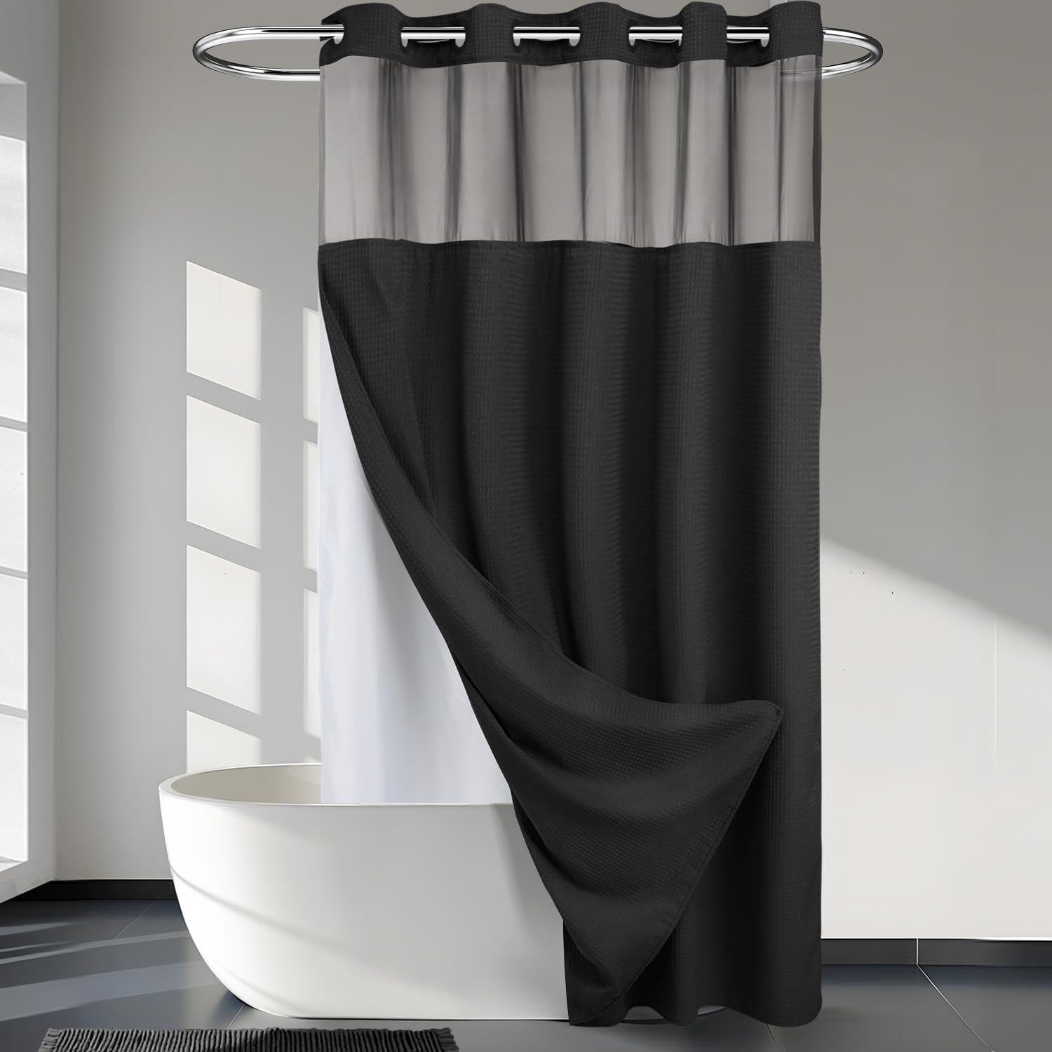 River Dream Heavyweight Dotted Waffle Weave Shower Curtain