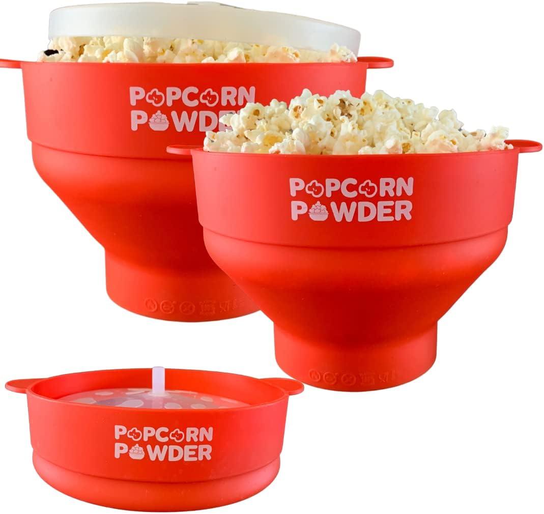 Effortless Popcorn Popping with Collapsible Red Popper