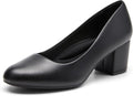 DREAM PAIRS Women's Low Chunky Block Heel Pumps - Comfortable All-Day