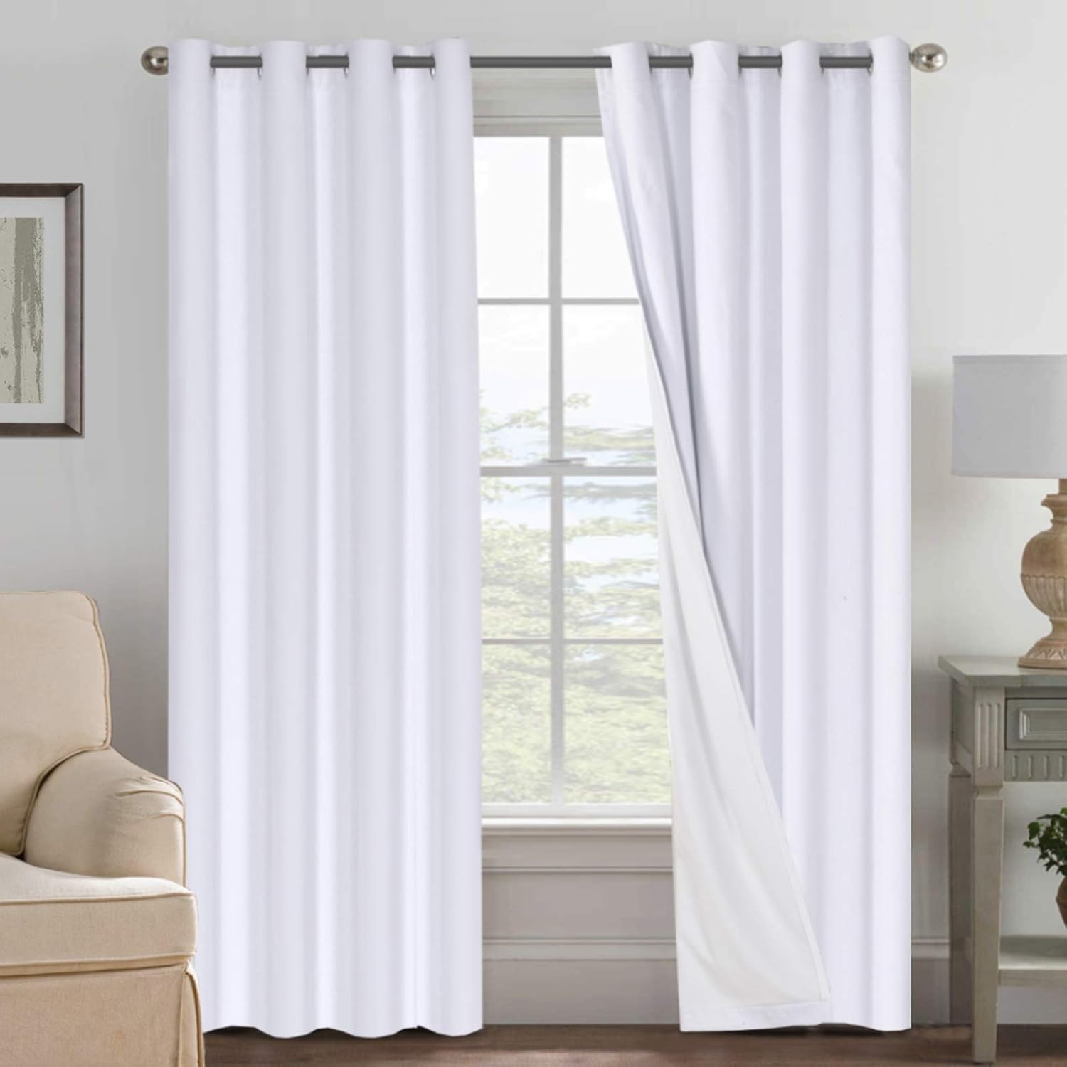 H.VERSAILTEX Linen Blackout Curtains 84 Inches Long for Privacy
