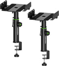 Set of 2 Dual Side Clamping Short Desktop Speaker Stands - Stable