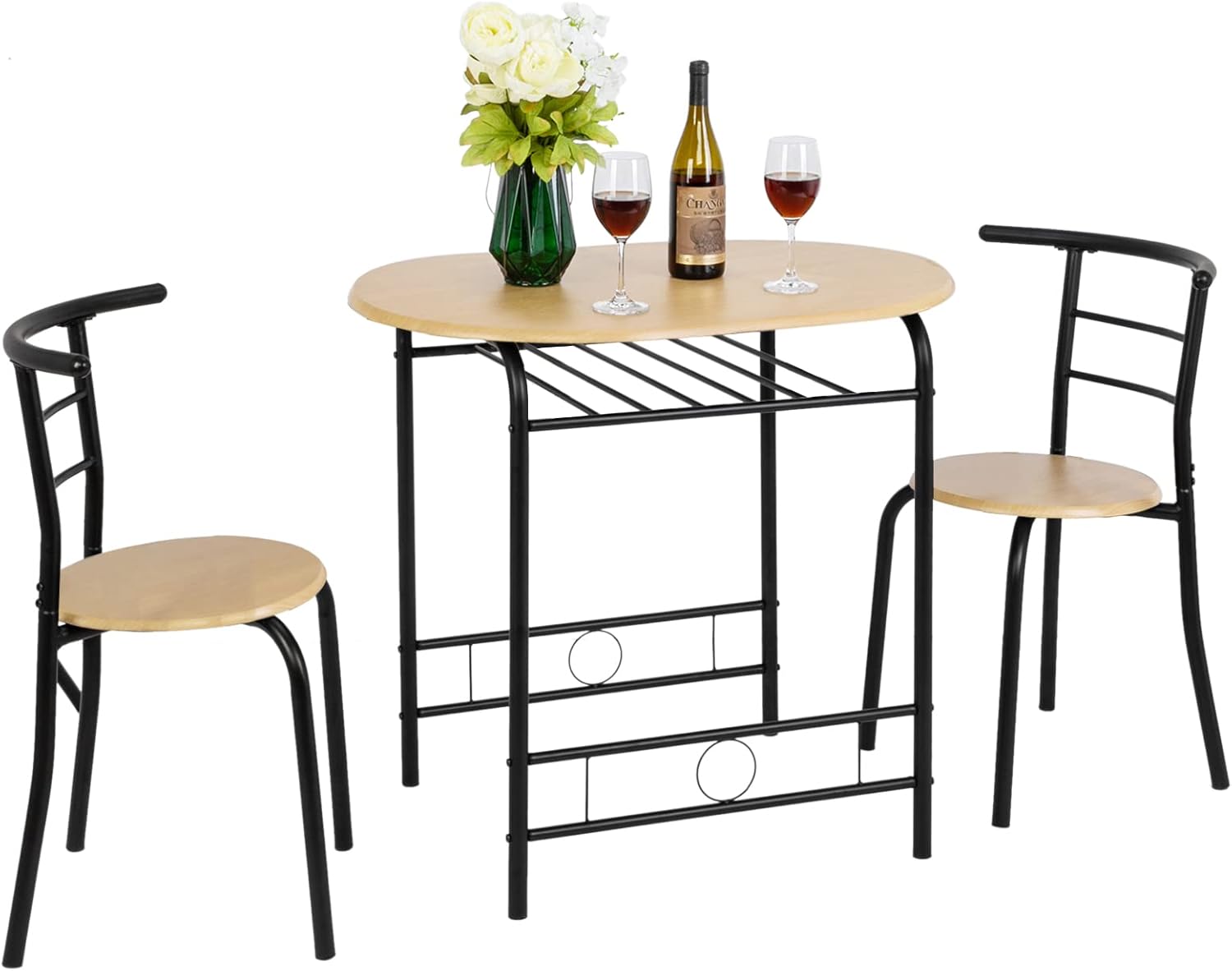 VINGLI 3 Piece Dining Set for 2 - Small Kitchen Table Set
