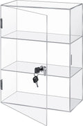 Acrylic Display Case with Lock Key Countertop Showcase - Clear 3 Tier