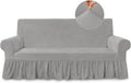 Light Grey Sofa Cover Stretch Slipcover for 3-Cushion Sofas - Soft