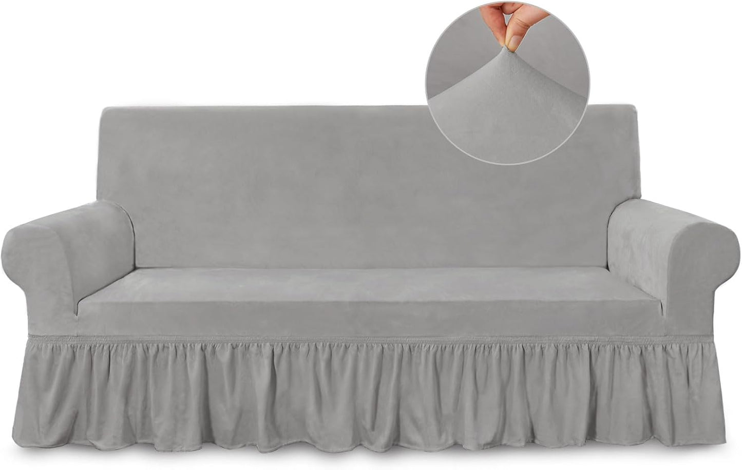 Super Soft Light Grey Sofa Cover for Stretch Universal Fit