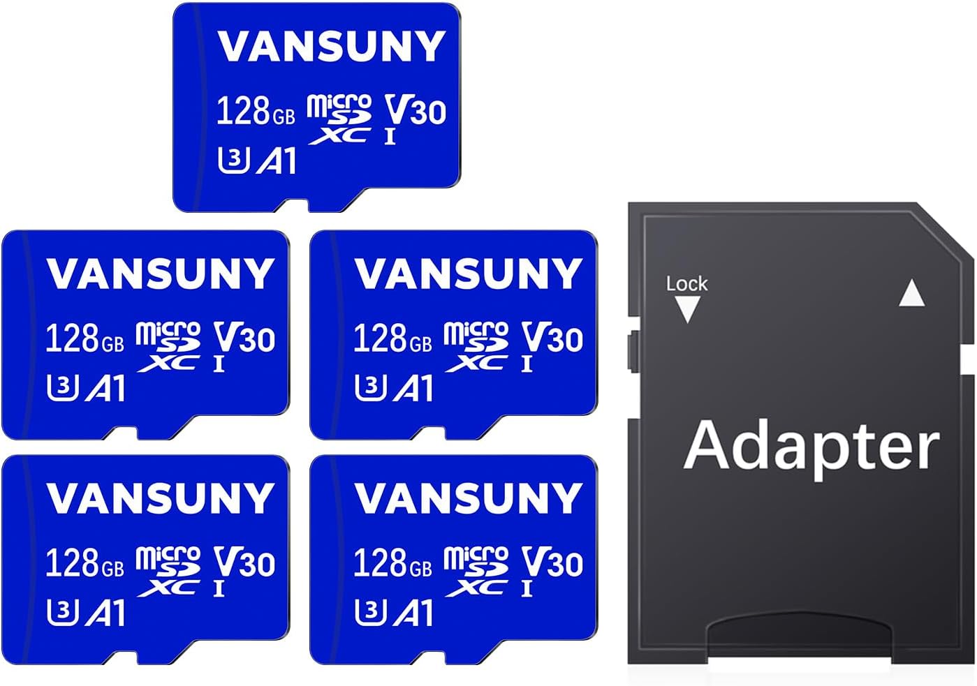 Vansuny Micro SD Card 128GB Pack for Fast 4K Video Recording
