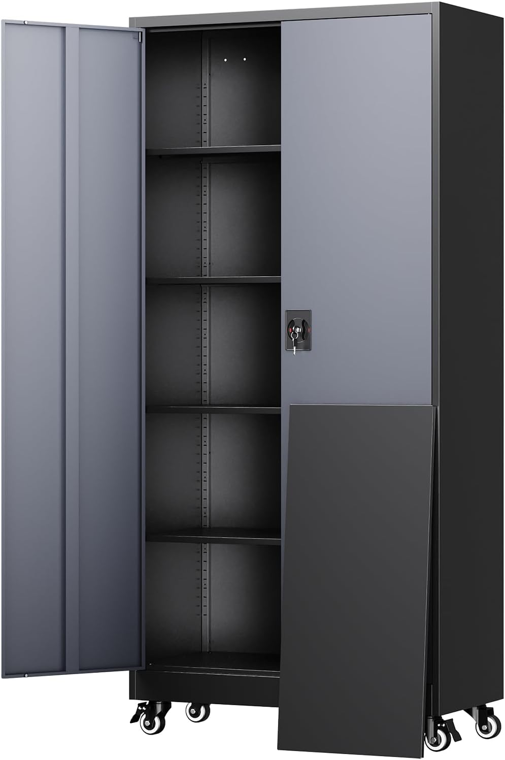Yizosh Metal Garage Storage Cabinet with Locking Doors and Shelves