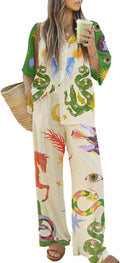 Peaceglad Women's Two Piece Pajama Set Short Sleeve - Soft Lounge Fit