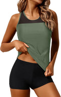 Racerback Tankini Swimsuit with Shorts - Sporty, Modest Fit