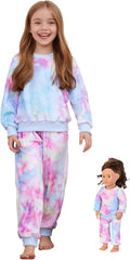 Matching Doll & Girls Fleece Pjs Set - Warm Long Sleeve 2-Piece