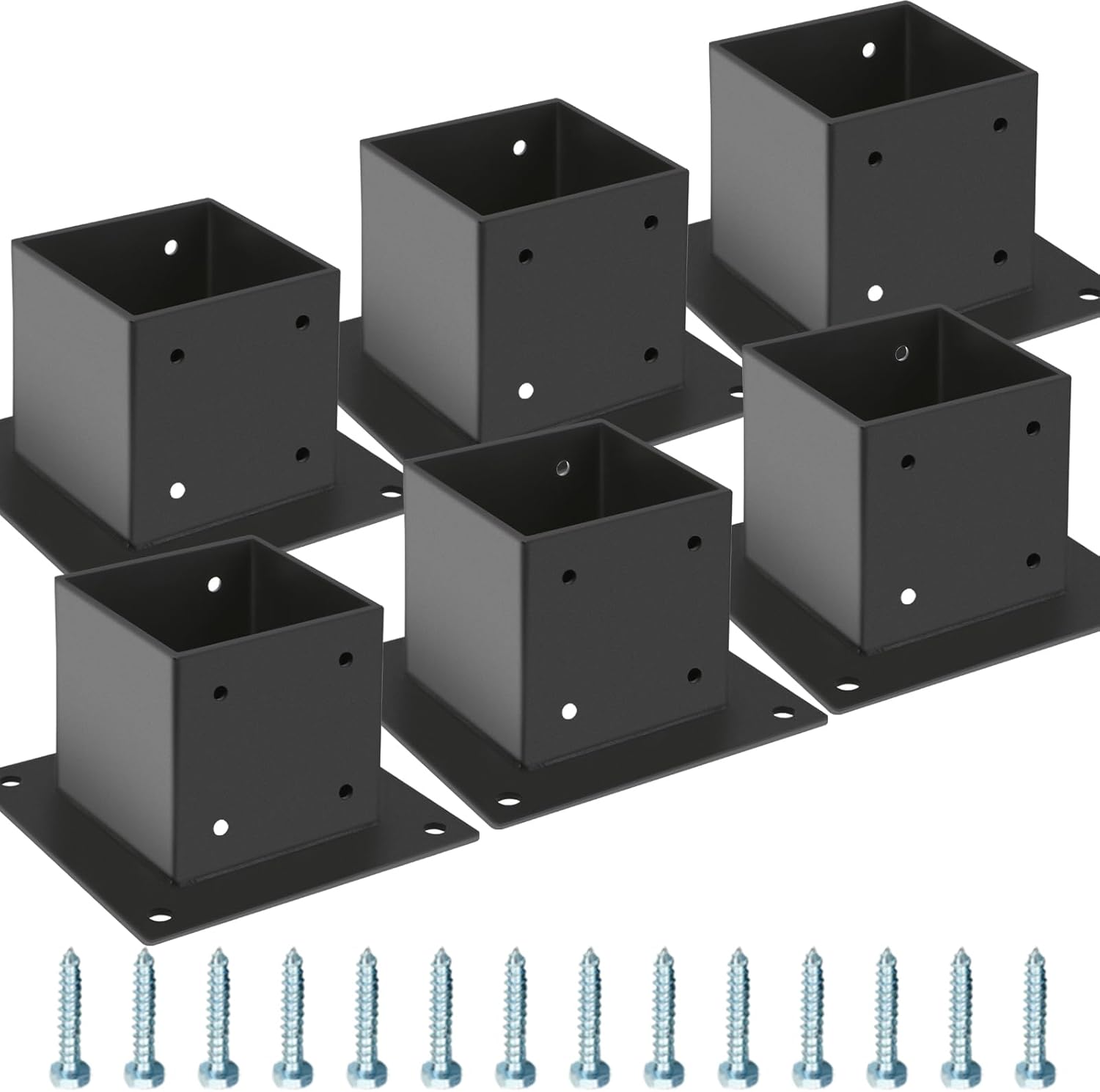 4x4 Post Base Set of 6 for Sturdy Fence and Railing Support