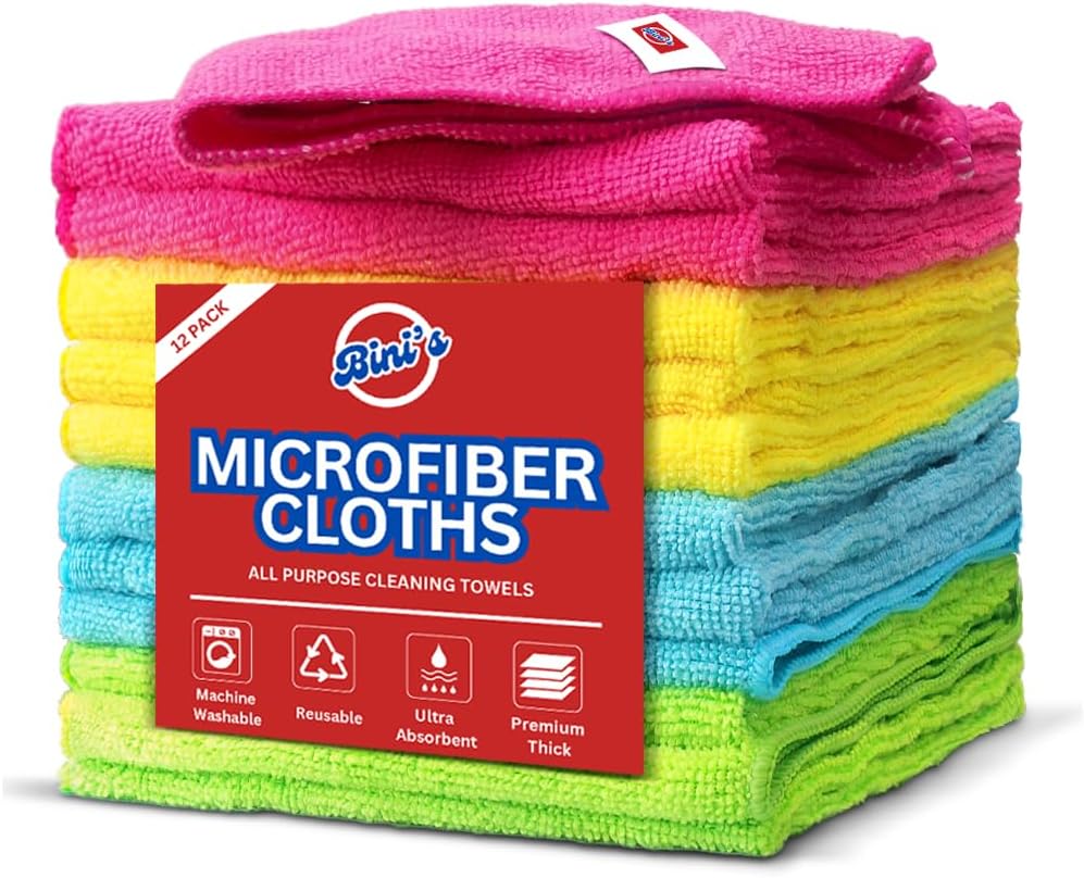 Ultra Absorbent Microfiber Cleaning Cloths - 12 Pack