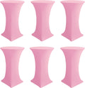 Pink Spandex Cocktail Table Covers 6 Pack 32x43 in - Stretch Fitted