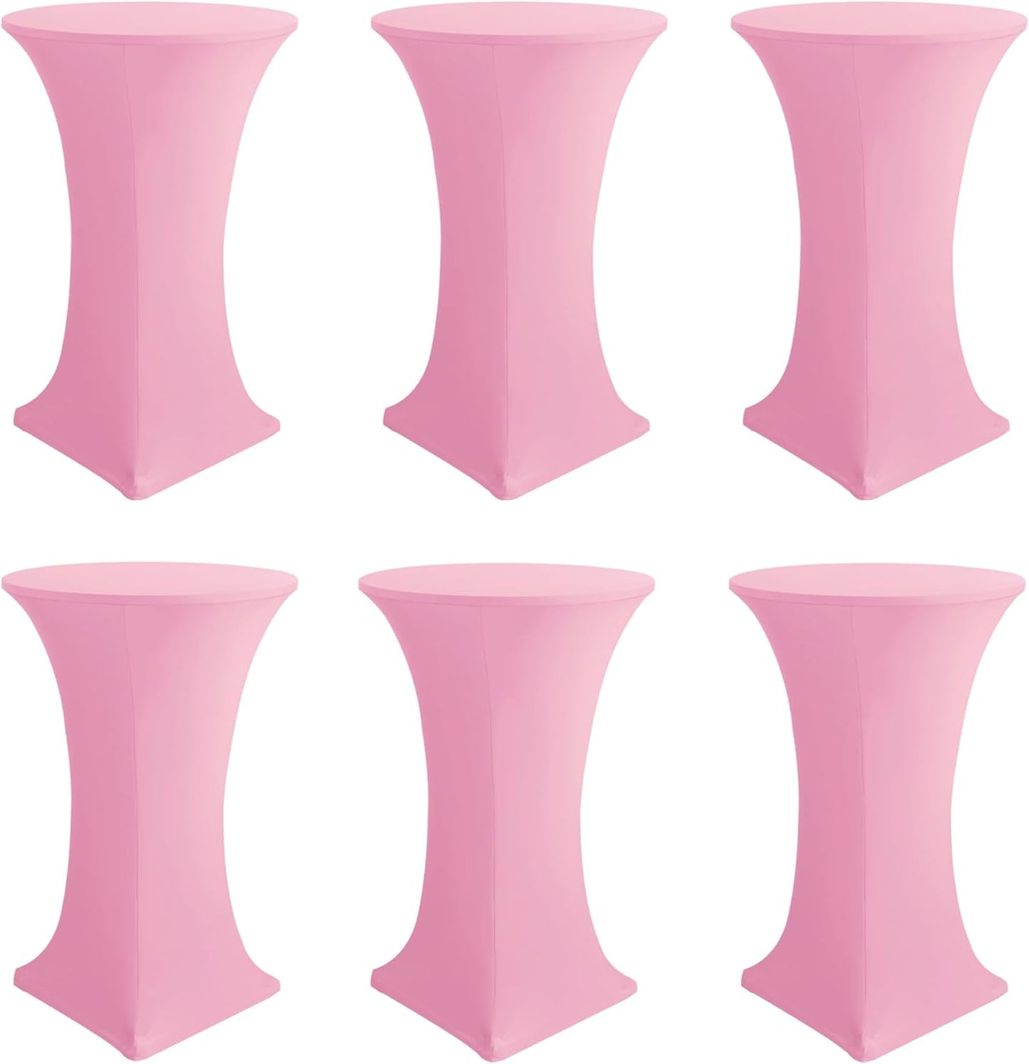 Spandex Round High Top Table Covers for Events - 6 Pack Pink