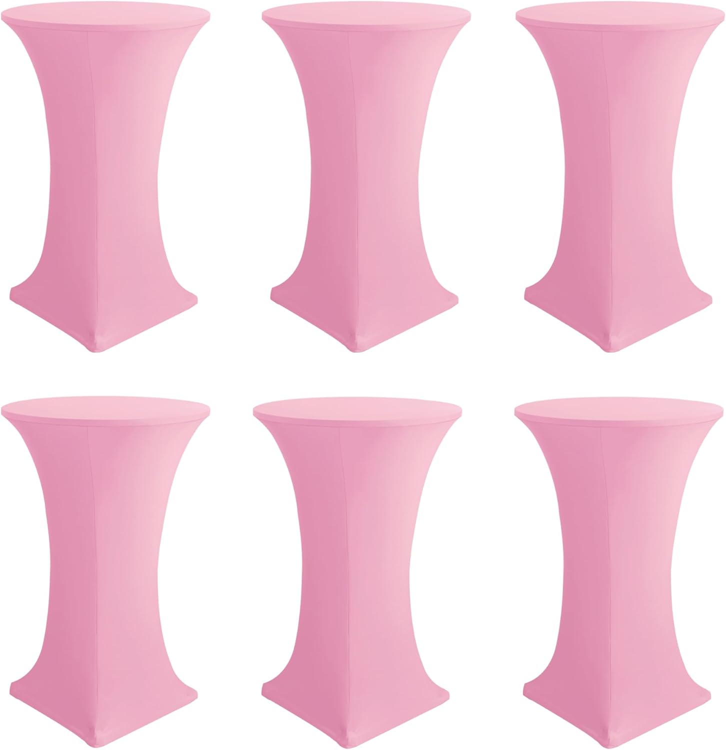 Spandex Round High Top Table Covers for Events - 6 Pack Pink