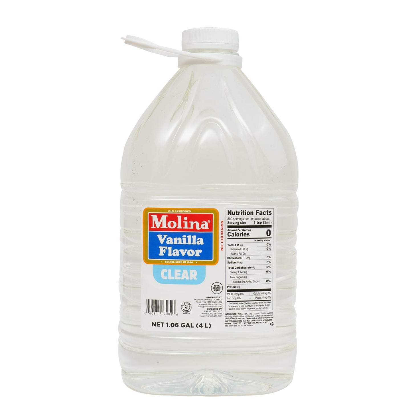 Molina Clear Vanilla Extract for Baking and Flavoring Desserts