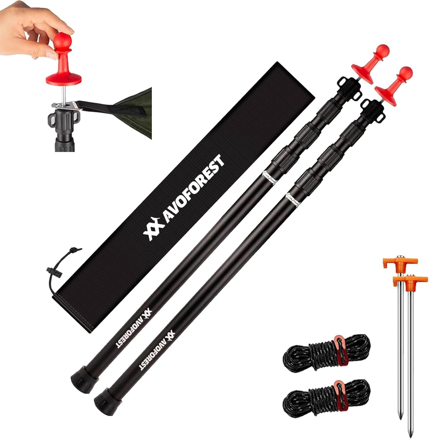 Heavy Duty Adjustable Tarp Poles Set for Hiking and Camping