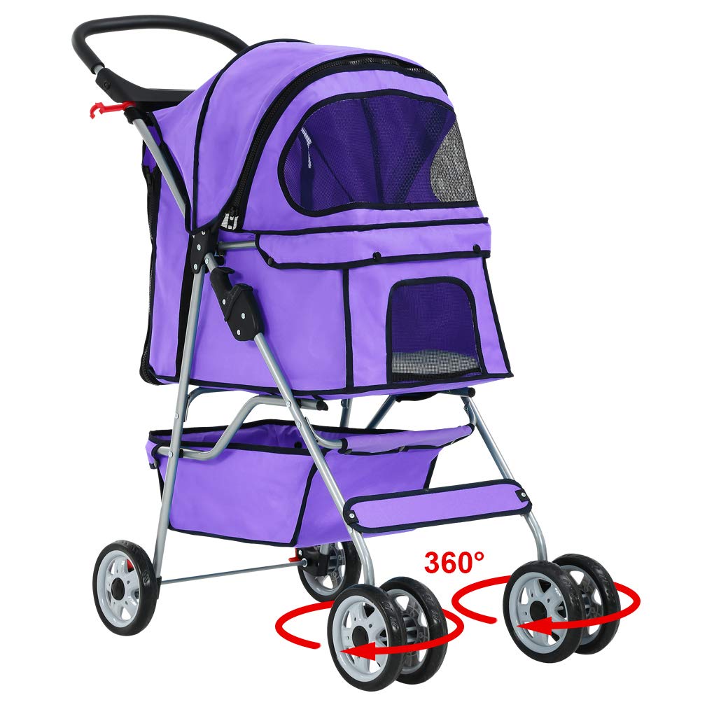 BestPet Pet Stroller for Cats and Dogs - Travel Folding Carrier