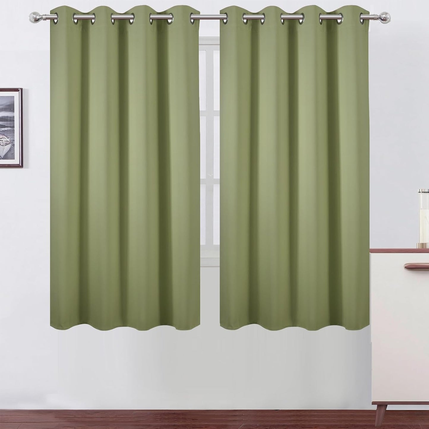 LEMOMO Sage Green Blackout Curtains for Bedroom - Set of 2