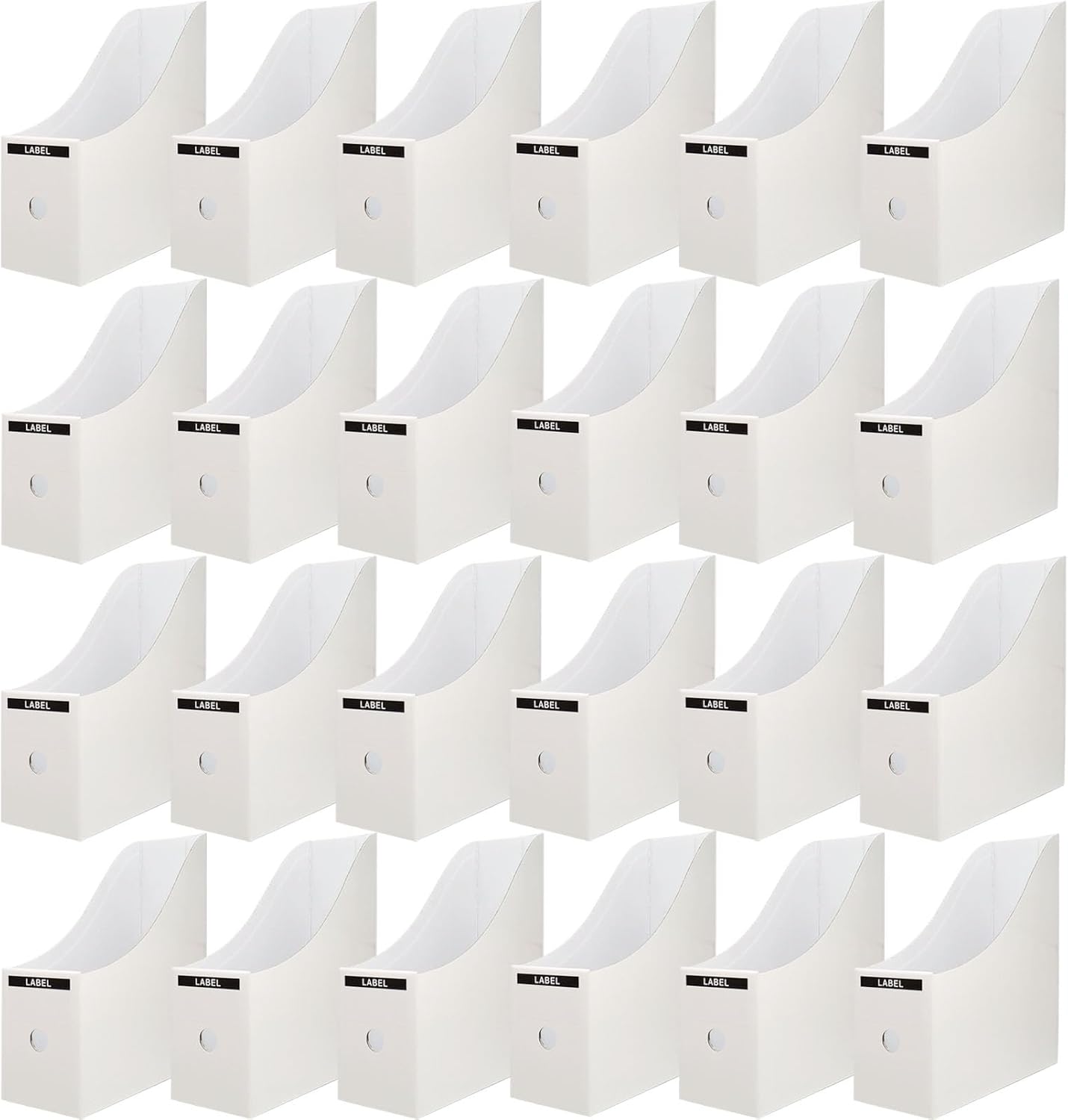 24 Pack White Cardboard Magazine File Holder for Efficient Storage