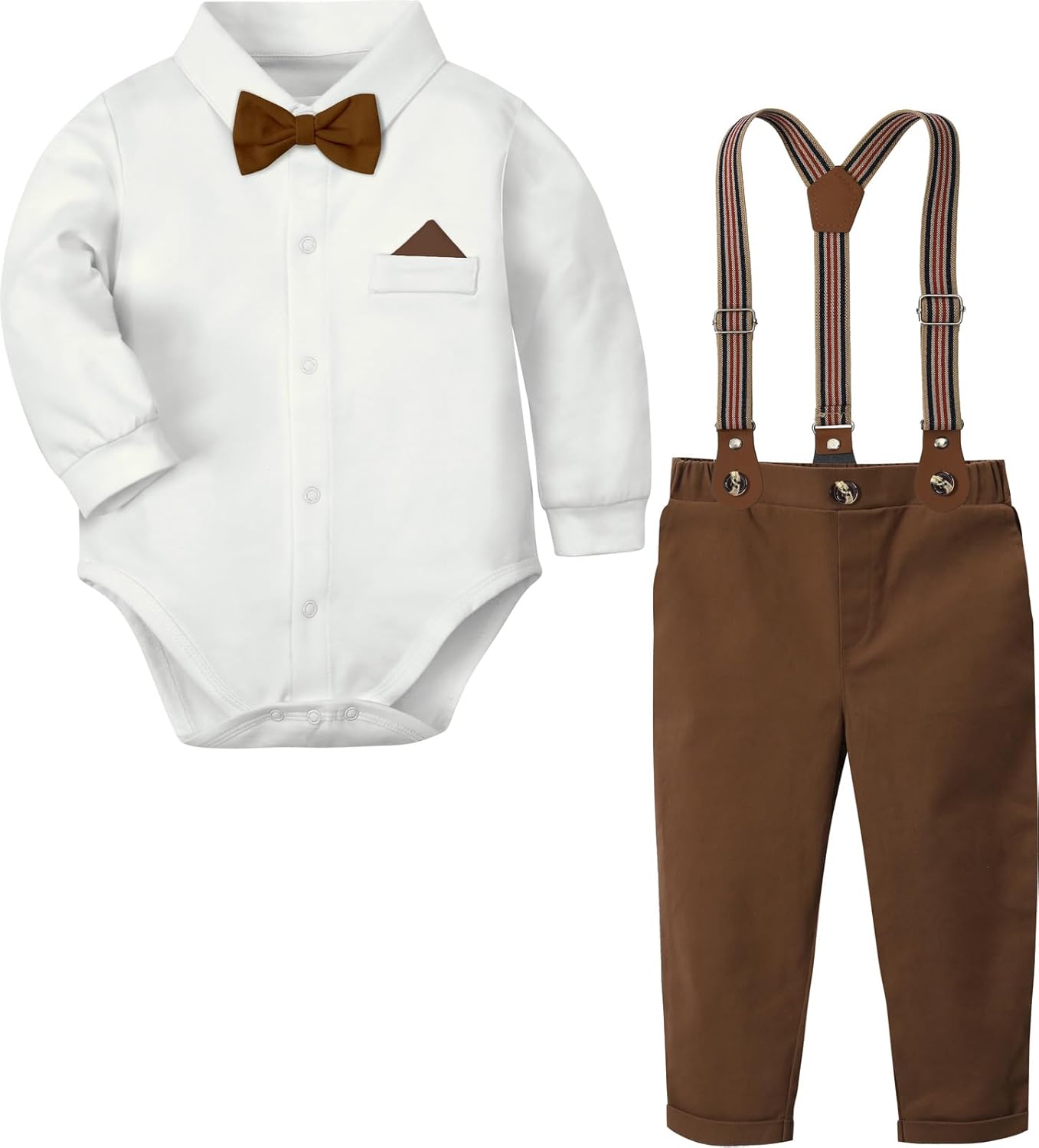 Baby Boys Suits with Suspenders and Bowtie for Special Occasions