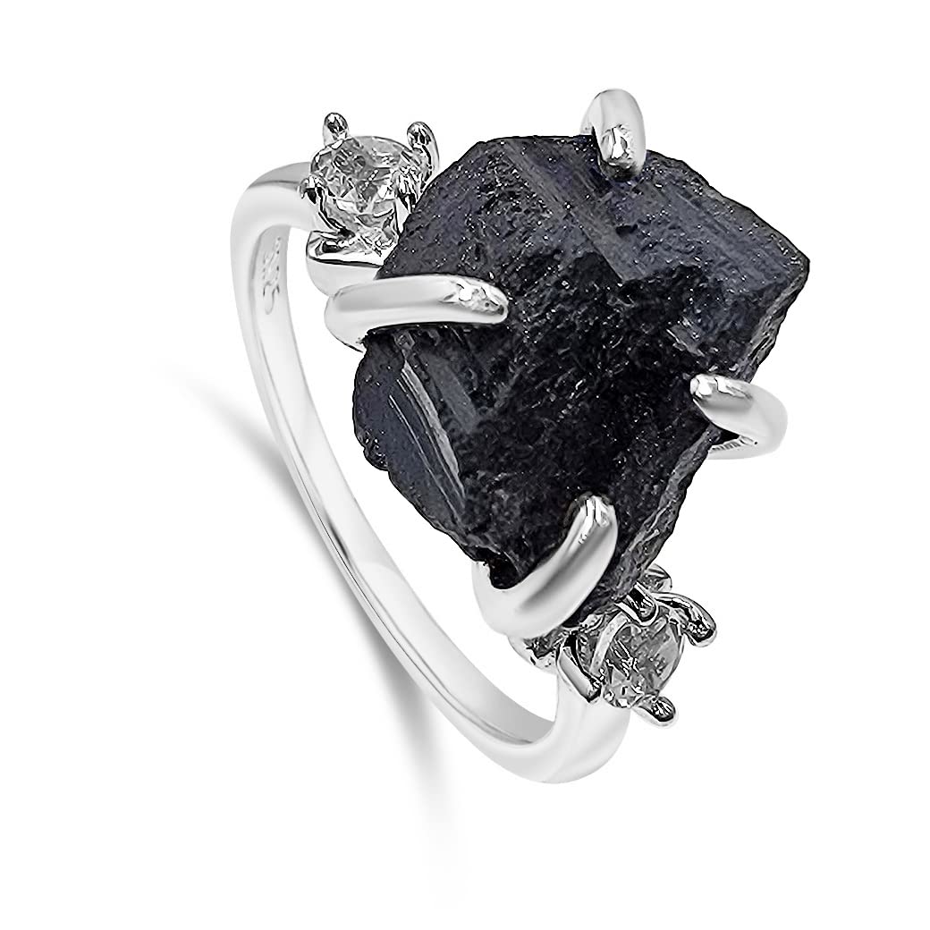 Real Raw Crystal Ring Birthstone Jewelry Gift for Her Unique