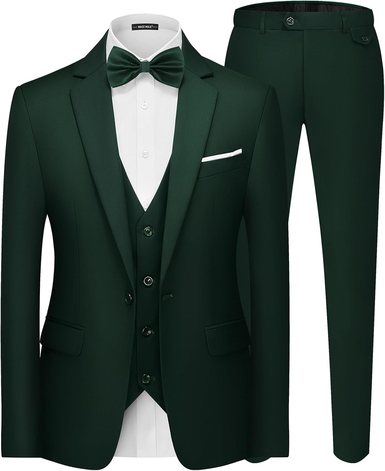 MAGE MALE Men's 3 Pieces Suit Elegant Solid Slim Fit Blazer Set