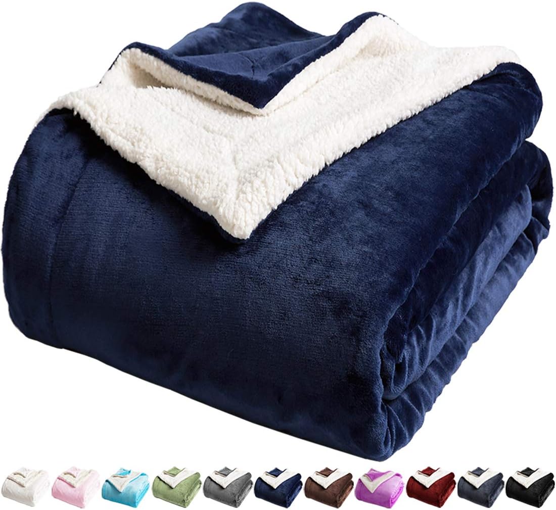 LBRO2M Sherpa Fleece Blanket Queen Size for Cozy Warmth