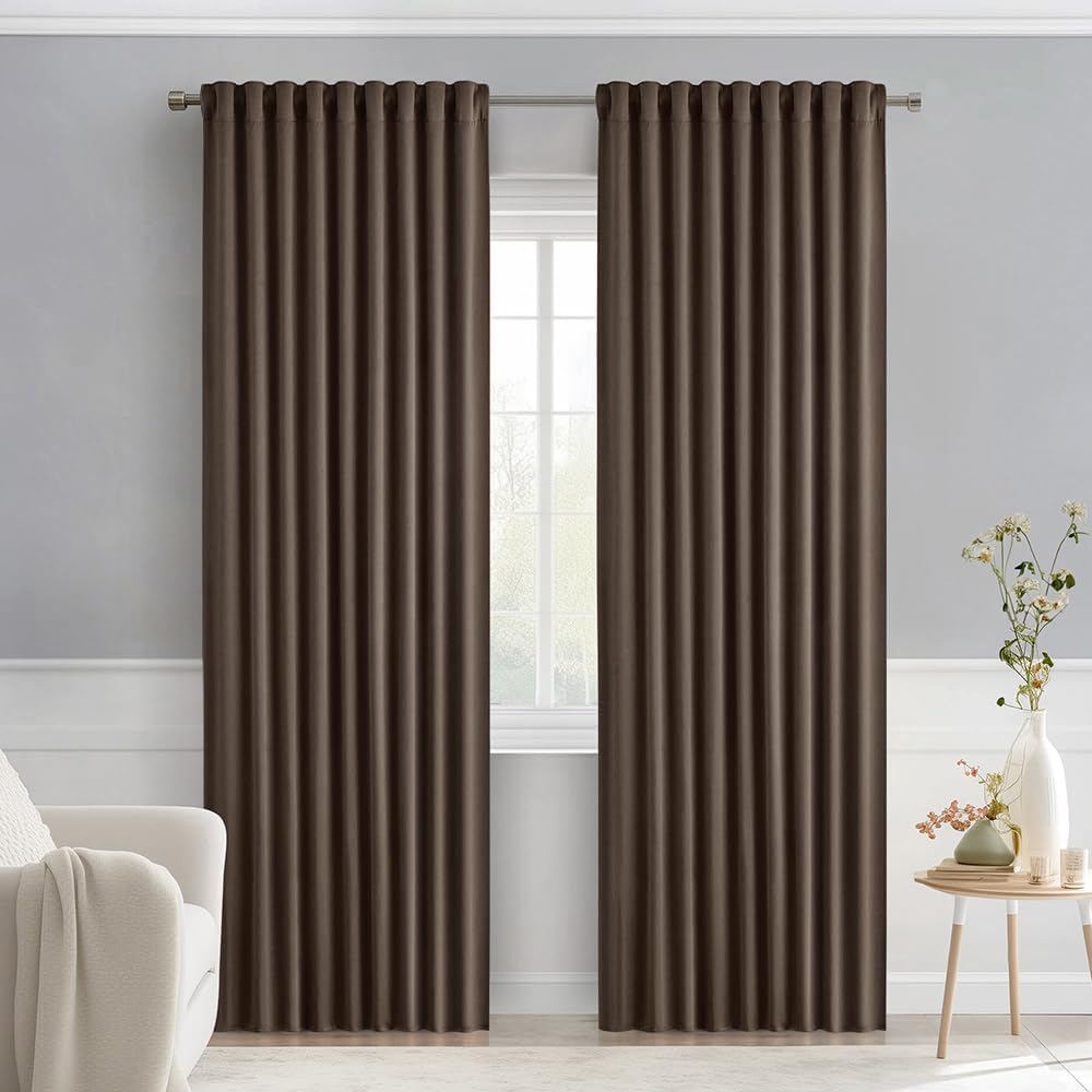 MIULEE Chocolate Brown Blackout Curtains for Elegant Living Spaces