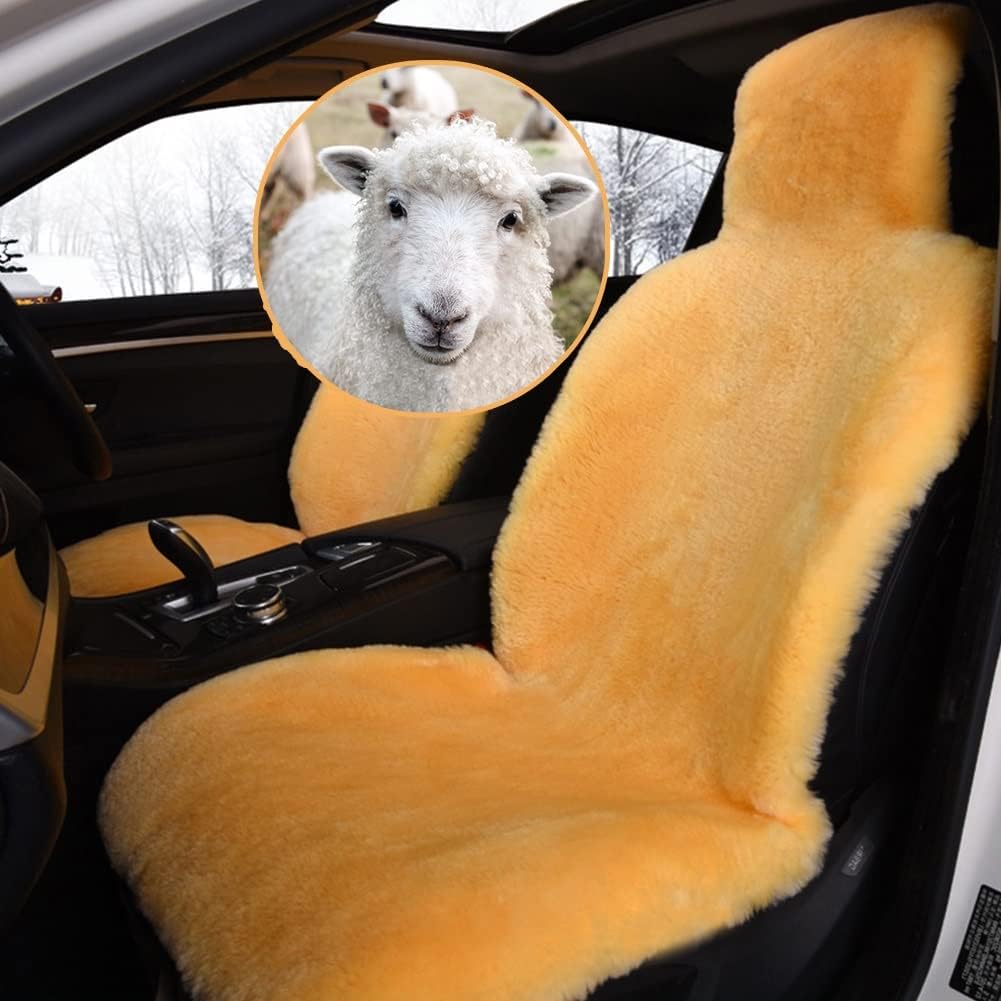 Real Genuine Sheepskin Seat Covers for Cars and SUVs - Orange