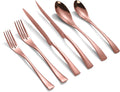 24-Piece Rose Gold Silverware Set with Steak Knives - Modern Heavy