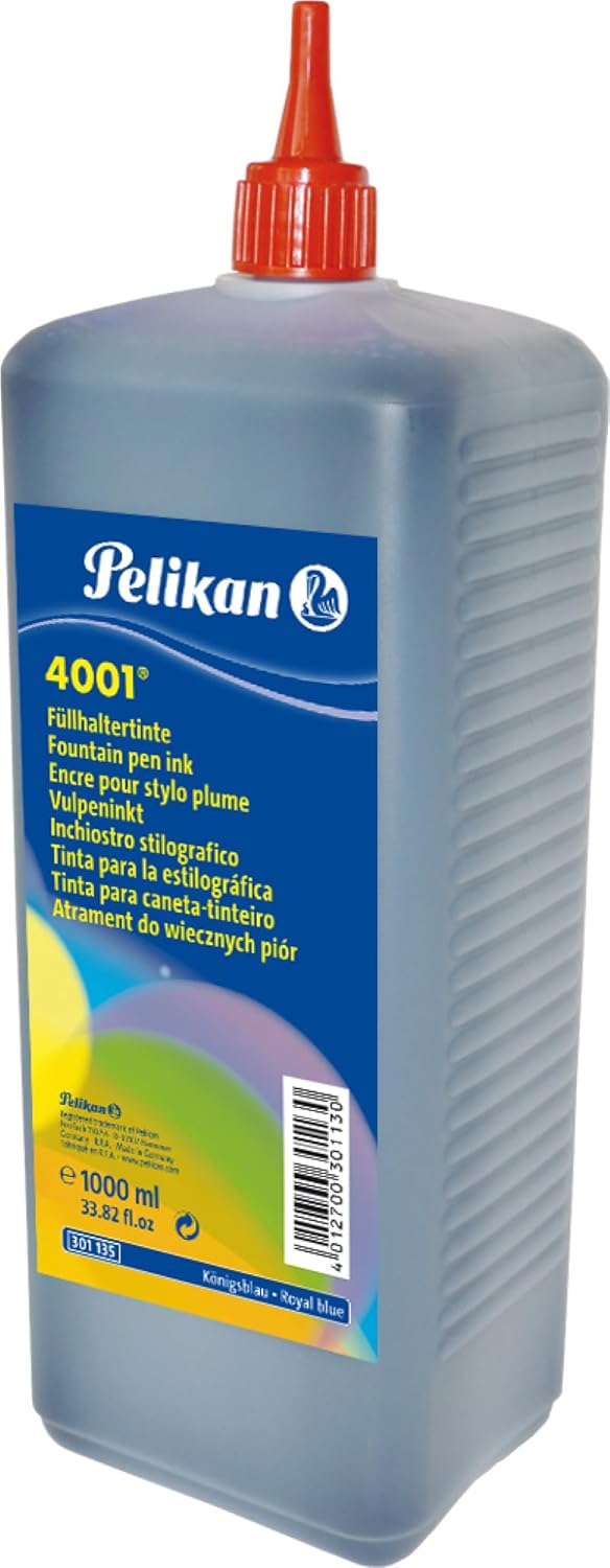Pelikan 4001 Bottled Ink for Fountain Pens, Royal Blue, 1 Liter