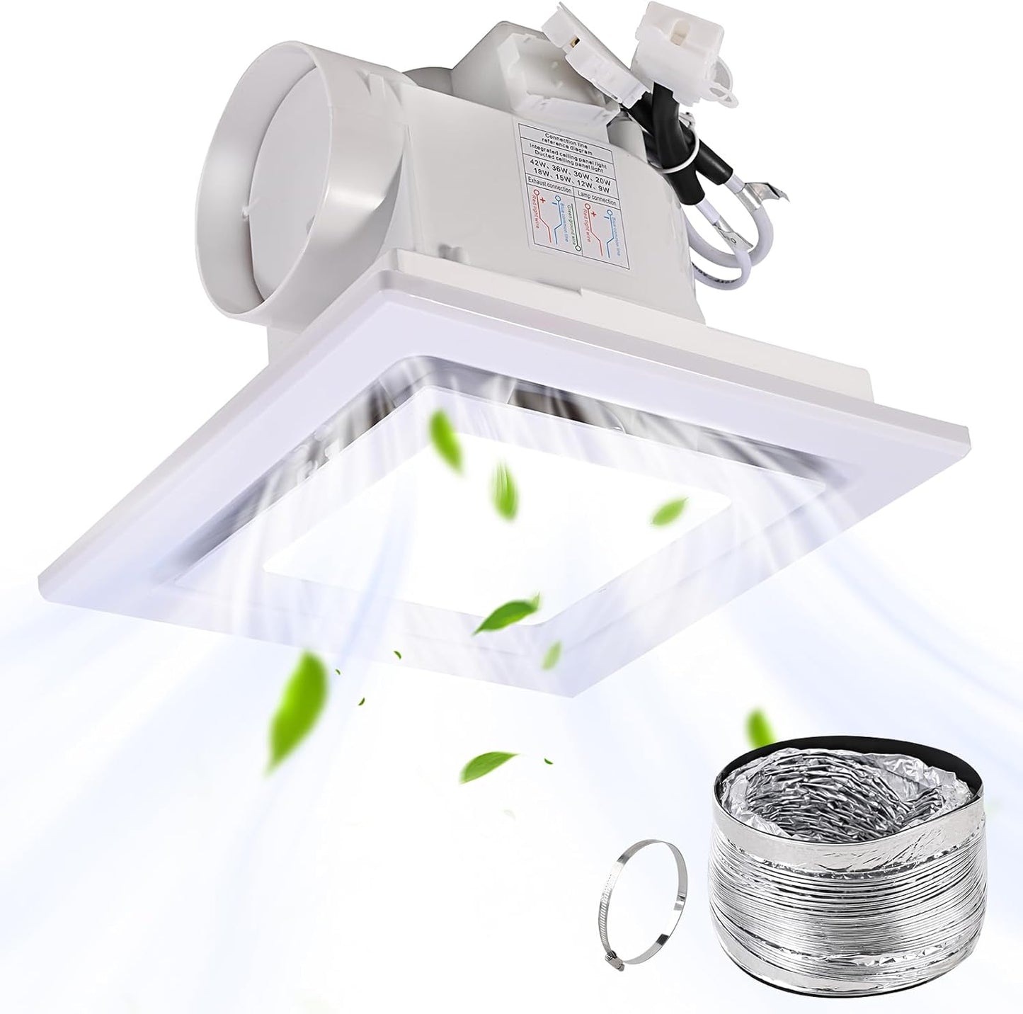 FEITON Square Bathroom Exhaust Fan with LED Light for Ventilation
