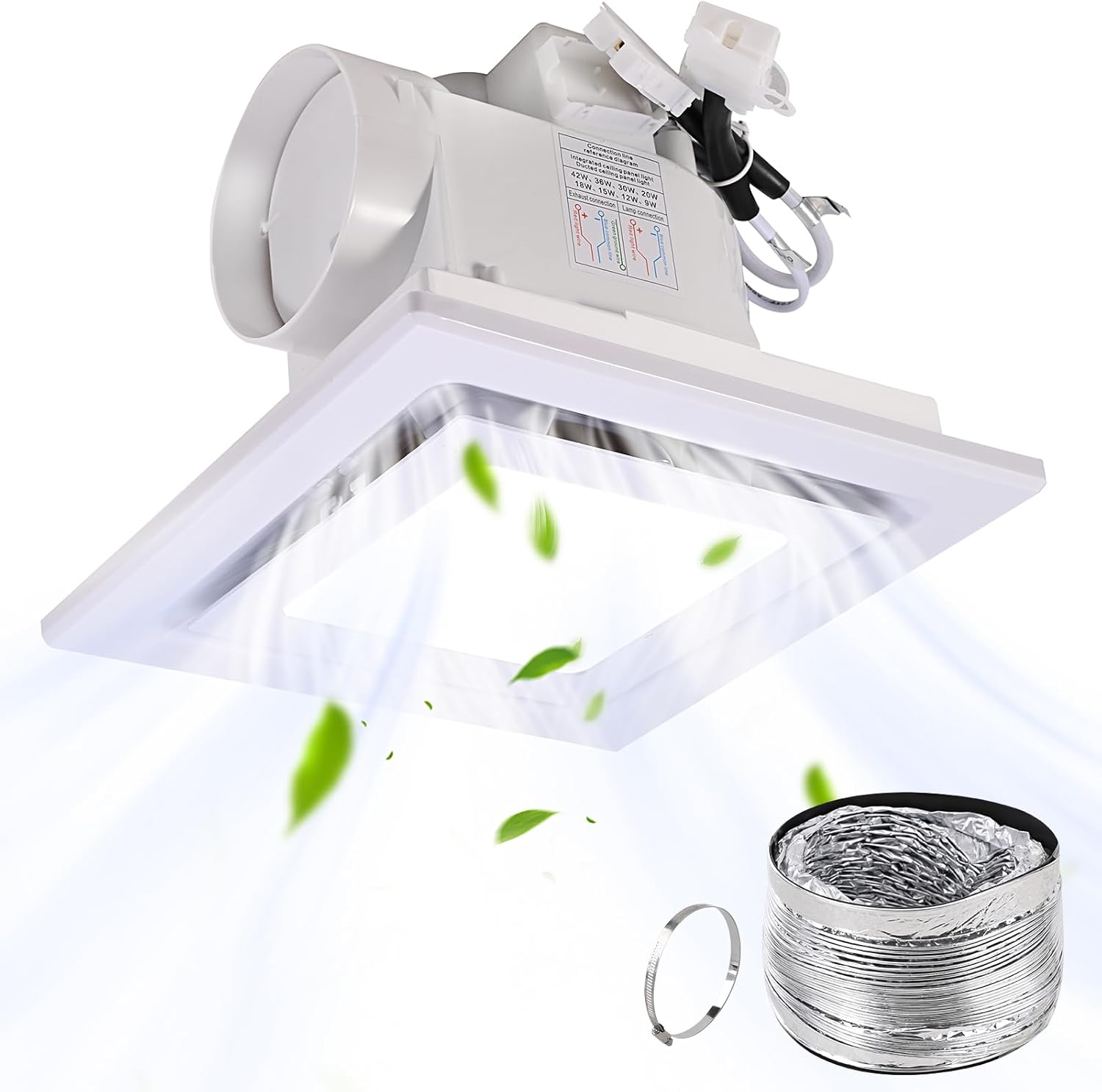 FEITON Square Bathroom Exhaust Fan with LED Light for Ventilation