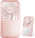 Gaiatop Portable Handheld Fan with LED Mirror - Compact Travel Fan
