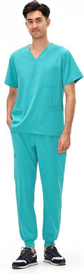 COZYFIT Scrubs for Men - 11 Pockets V-Neck Scrub Set with Jogger Pants
