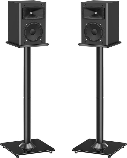 Enhance Sound Clarity! MOUNTUP 31 Speaker Stands - Holds up to 22LBS, Cable Concealing Plate, Black MU9132