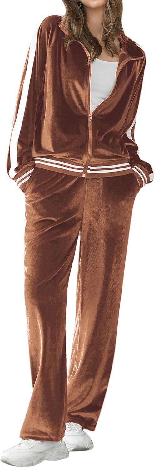Ekouaer Women's Velvet Velor Tracksuits for Cozy Comfort