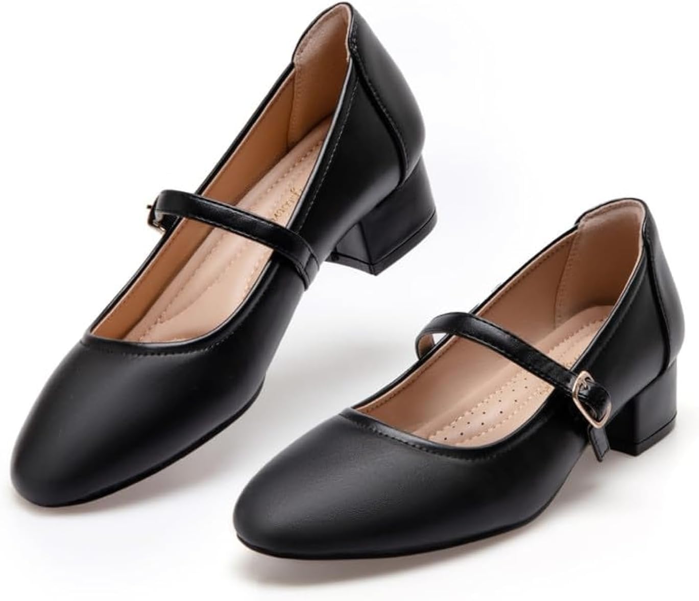 Mary Jane Shoes Low Heels Dress Pumps with Adjustable Strap
